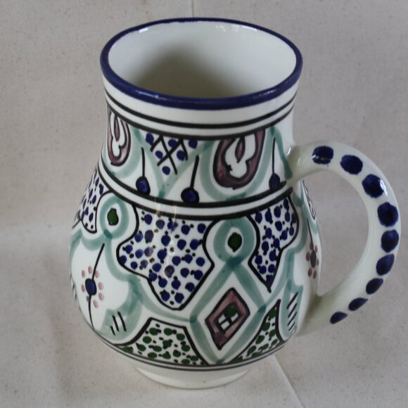New Le Souk Ceramic Milika Stoneware 16 oz Goblet / Mug hand Painted - Picture 4 of 6